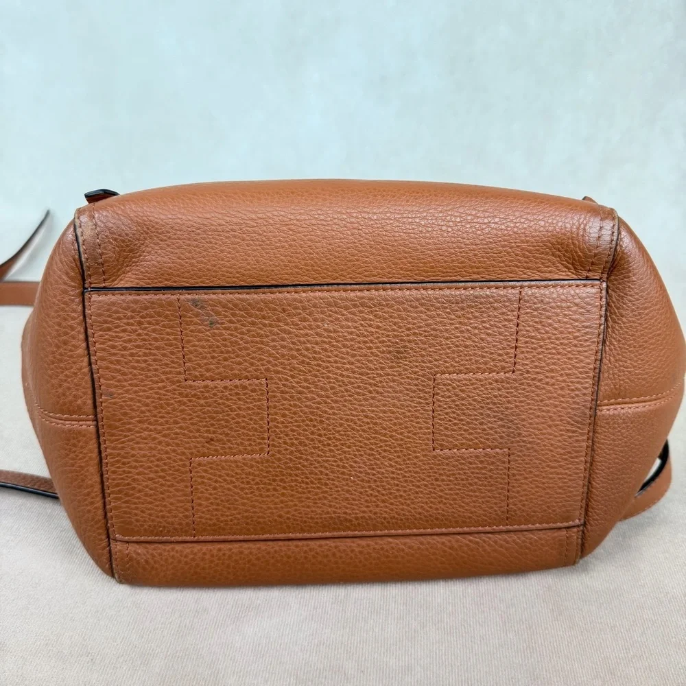 Tory Burch Brown Leather Half-Moon Top Handle Satchel Crossbody Bag - Picture 7 of 15